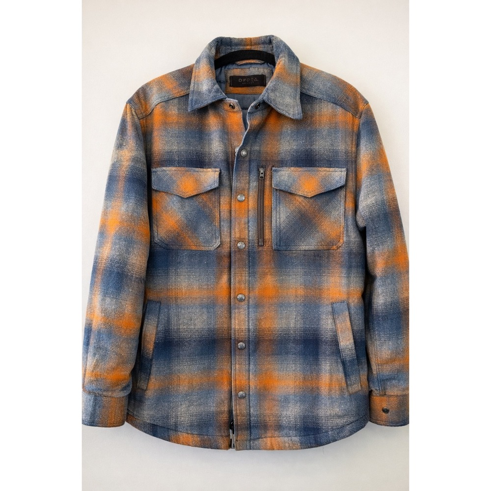 Dakota Grizzly Plaid Shirt Jacket Shacket Blue Orange Snap‎ Zip Mens XL Outdoor